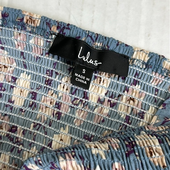 Lulus See Me Bloom Blue Floral Womens Size Small Cut Out Smocked Mini Dress - Picture 7 of 15